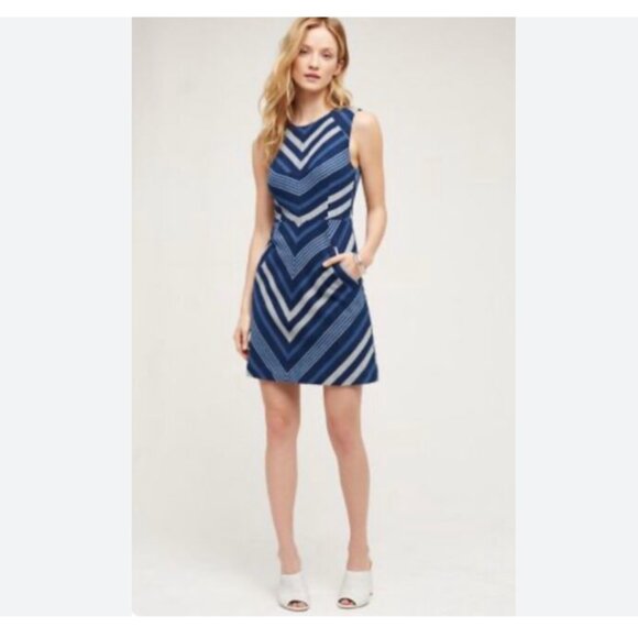 Maeve Anthropologie Antonia Chevron Striped Dress - Picture 1 of 11